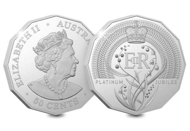 Royal Australian Mint Platinum Jubilee 50 Cents Obverse Reverse