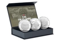 This set of 3 different designed medals has been struck from 1oz of .999 Silver and has been issued to mark the 40th Anniversary of the Falklands conflict. 