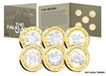 This set of Falklands 40th Anniversary Commemoratives includes 5 medals that each feature a different key aspect from the conflict. 
