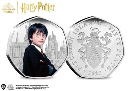 The Official Harry Potter 50p Coin has been struck to a Silver Proof finish and features artwork from the first film - Harry Potter and the Philosopher's Stone.