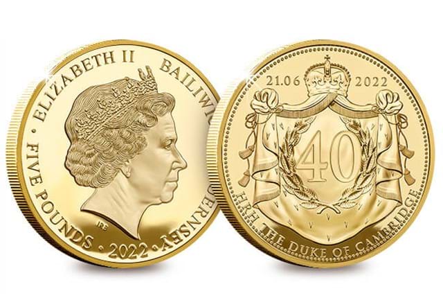MNM7 Duke Of Cambridge 40Th Birthday Gold Proof £5 Coin OBV REV