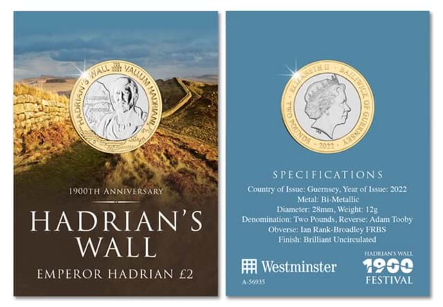 Hadrian S Wall BU £2 Coin In Blister Pack Emperor Hadrian