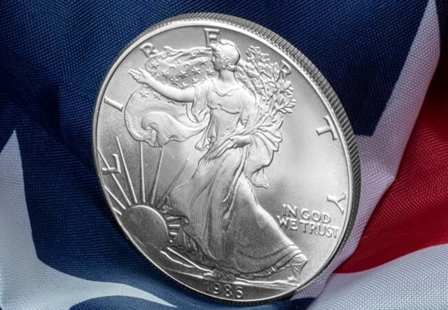 1986 US Silver Eagle 1Oz Reverse Side Angle