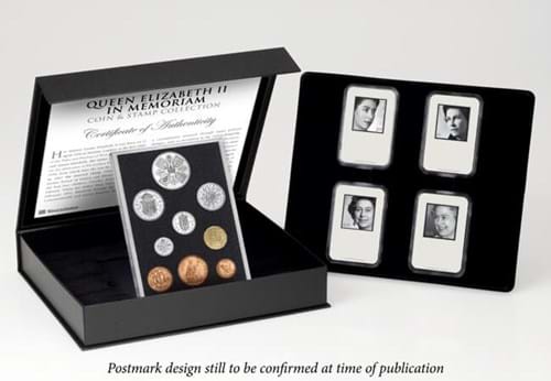 Queen In Memoriam Stamp And Coin Set In Packaging