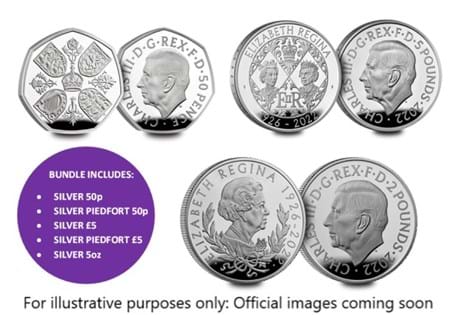 A bundle of all the Silver coins from the new range of UK coins have just been authorised for release to honour the incredible life and legacy of Queen Elizabeth II, featuring the KCIII portrait.