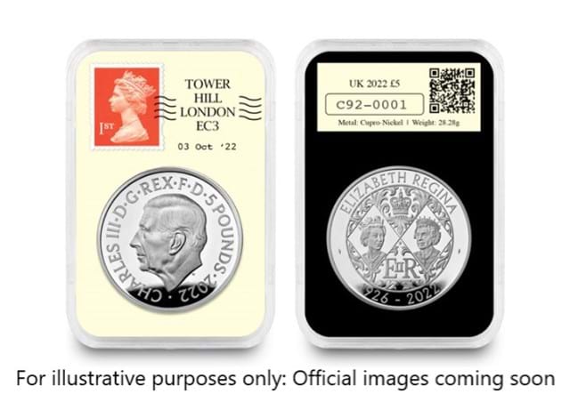 UK 2022 Charles BU 50P £5 Datestamp Pair Product Page Images (DY)2 With Disclaimer