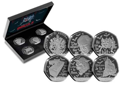 Dracula Silver Black Proof 50P Set With Packaging