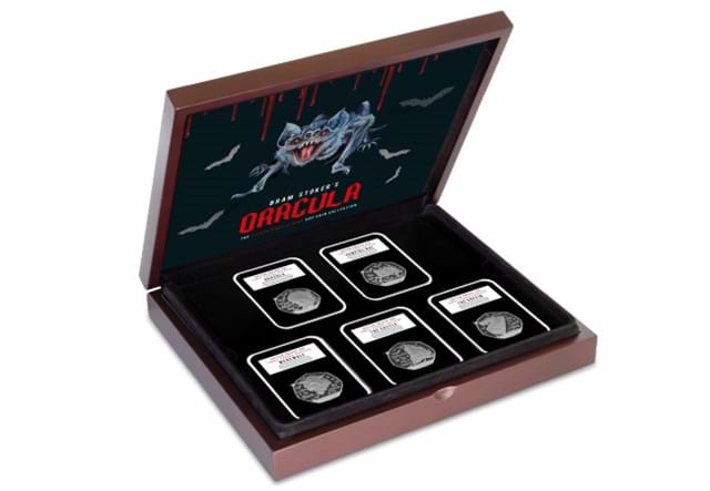 Dracula Silver Dark Proof First Strike Set Display Box