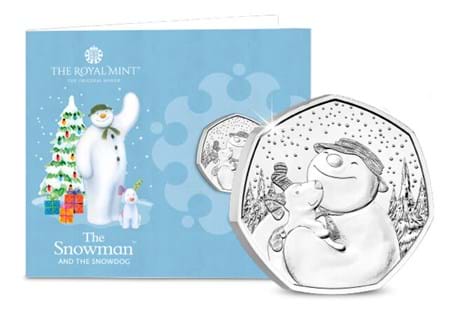 This brand-new 50p has been struck to Brilliant Uncirculated quality and features the Snowman and Snowdog. This is the first time the Snowdog has featured on UK coinage! Designed by Robin Shaw.