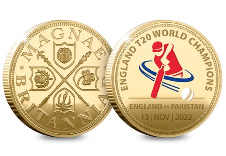 To celebrate England winning the T20 Cricket World Cup 2022, this new gold-plated medal has been released. Comes in a deluxe presentation case with a Certificate of Authenticity. Edition limit: 2,022.