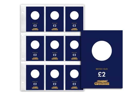 1 x Additional Change Checker PVC page and 9 x Premium Protective Collecting cards for British Isles £2 coins. This collection page will fit neatly in a Change Checker Album.