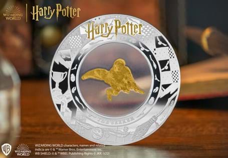 This stunning 2oz PURE Silver coin is struck in the shape of a ring, with a 'floating' Harry Potter Seeker at its centre giving the illusion he's in a real life Quidditch game.