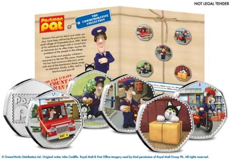 A Postman Pat commemorative set that has been struck to a proof-like finish and features officially licensed designs.