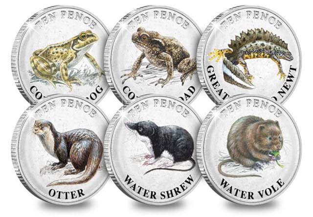 Guernsey Wetland Animals 10P Coins Full Set