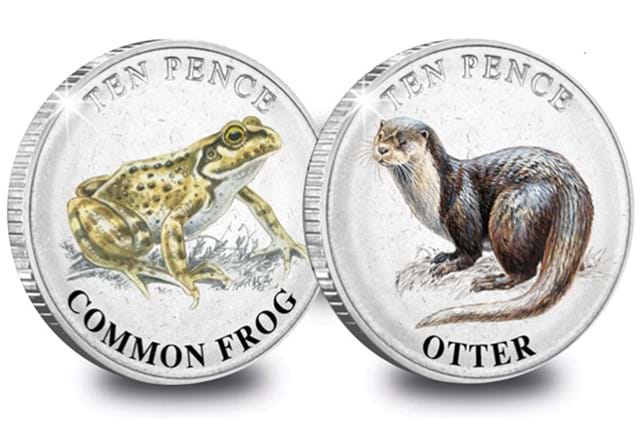 Guernsey Wetland Animals 10P Coins Frog Otter