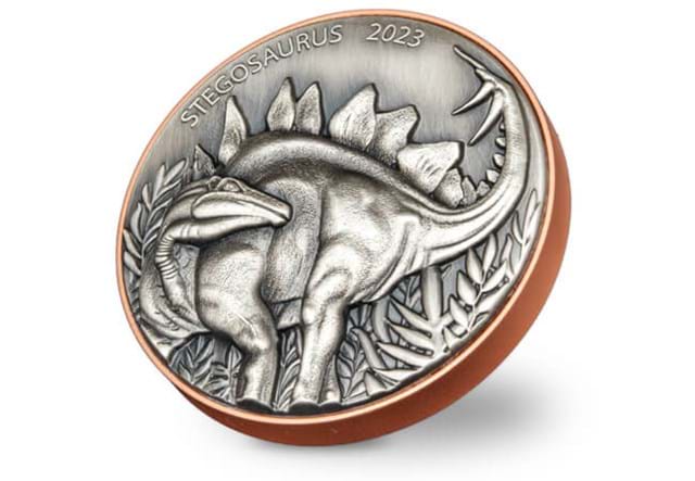 Stegosaurus Bi Metallic Coin Reverse Angle