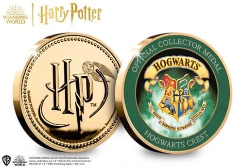 Harry Potter Medal Collection Hogwarts Crest Obverse Reverse