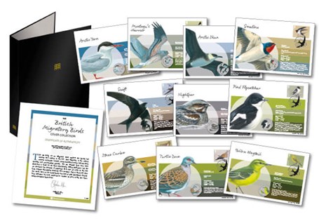 This ten-stamp set on Migratory Birds includes covers featuring a full-colour image of the featured bird, with the stamps illustrated by Killian Mullarney and the medals designed by Mike Langman.