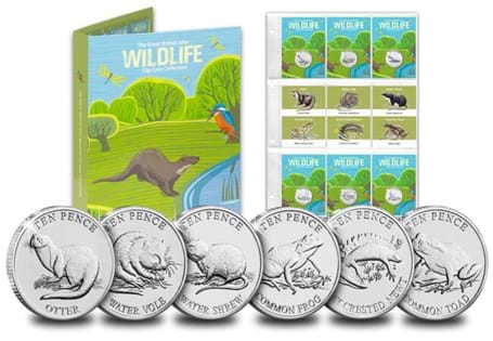 This stunning set celebrates some of the British Isles' most loved Wetland Animals, the Otter, Frog, Water Vole, Newt, Water Shrew and Toad. Each coin has been struck to an Uncirculated quality.