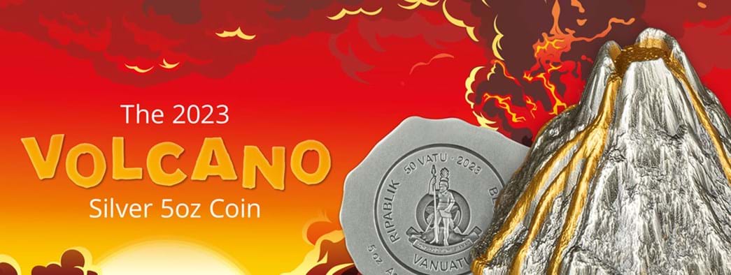 The 2023 Volcano Silver 5oz Coin
