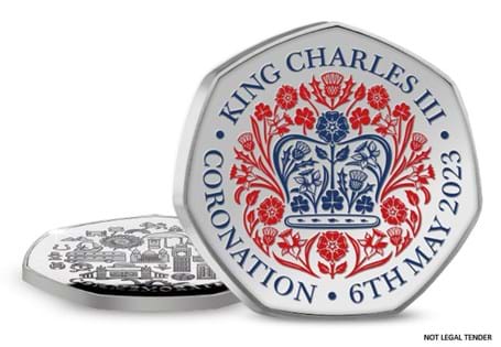 Issued to celebrate King Charles III coronation, the reverse features the official emblem designed by Jony Ive. Your commemorative comes enclosed within a protective collector card.