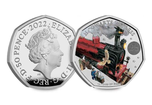 Harry Potter Hogwarts Express 50P Silver Obverse Reverse