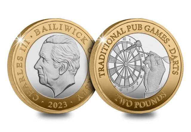 Pub Games Silver £2 Set Darts Obverse Reverse
