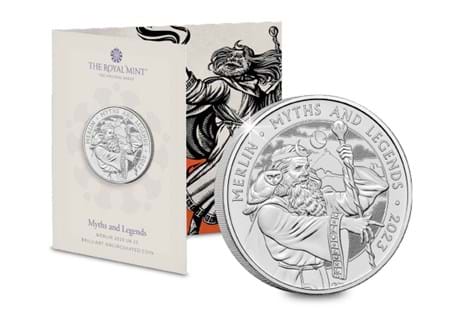 This UK 2023 £5 coin has been issued by The Royal Mint as the next BU £5 in the Myths and Legends series, this time celebrating Merlin. Struck to brilliant uncirculated quality in TRM packaging