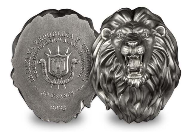 Lion Head 3Oz Silver Coin Obverse Reverse