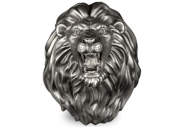 Lion Head 3Oz Silver Coin Reverse