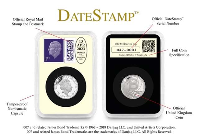 James Bond Silver 10P Datestamp With Labels