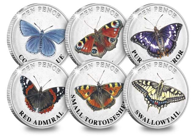 Guernsey Butterflies 10P Coins Full Set
