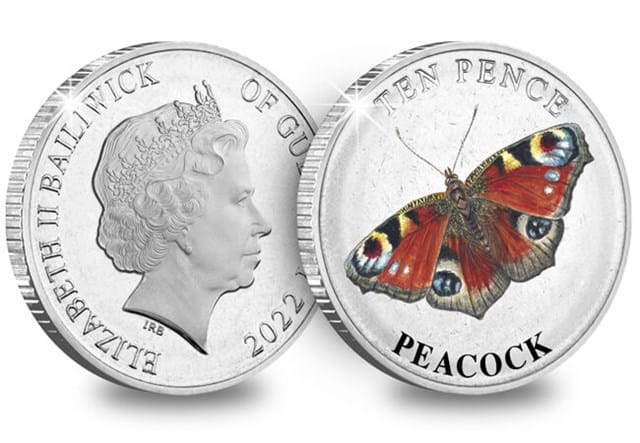 Guernsey Butterflies 10P Coins Peacock