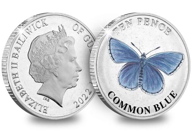 Guernsey Butterflies 10P Coins Common Blue
