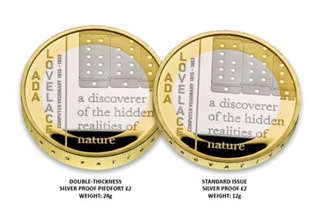 This UK 2023 Silver Piedfort £2 has been released by The Royal Mint aspart of the Innovation in Science coin series to celebrate the mathematical achievements of Ada Lovelace.