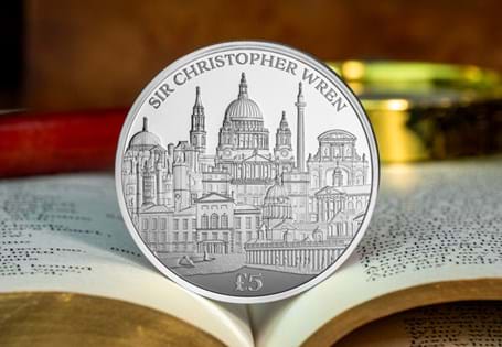 Marking the 300th Anniversary of the death of Sir Christopher Wren. £5 Proof coin featuring a compilation of his designs. 