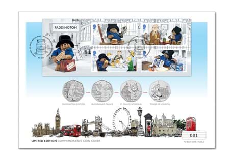Your cover features the four UK Paddington 50p coins alongside the 2023 Royal Mint Paddington Miniature Sheet - postmarked on their first day of issue on the 5th September 2023. EL: 500