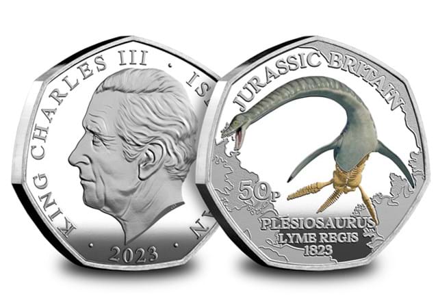2023 Jurassic Britain COLOUR SILVER Plesiosaurus OBV REV