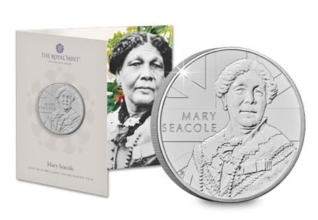 This UK 2023 Brilliant Uncirculated £5 coin has been issued by The Royal Mint to commemorate the life and work of Mary Seacole.