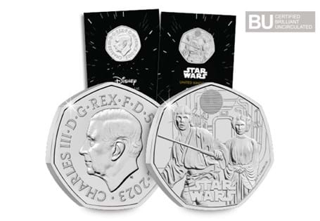The Royal Mint have struck a Star Wars 50p, featuring Luke Skywalker and Princess Leia. It has been struck to a Brilliant Uncirculated quality.