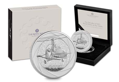 This UK 1oz Silver Proof coin has been issued by The Royal Mint to celebrate six decades of the James Bond legacy. Struck from 1oz of 99.99% pure Silver to a proof finish
