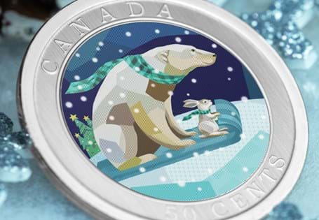 This Christmas coin from The Royal Canadian Mint depicts a Christmas scene of wildlife sledding down a snowy hill - brought to life with an innovative lenticular feature.