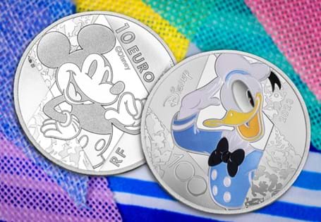 This Silver Proof coin has been issued by Monnaie de Paris to celebrate the 100th anniversary of Disney. Has been struck from 99.99%Silver and enhanced with vivid colour