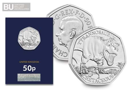 This coin is part of the Tales of the Earth range, featuring the Tyrannosaurus Rex. This coin has been struck to a Brilliant Uncirculated quality.