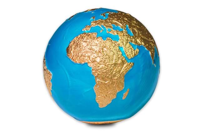 Blue Marble Earth Gold Plated Silver 3Oz Rev