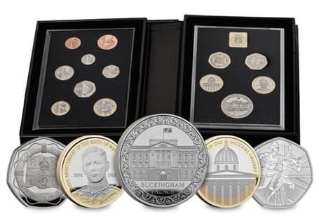 This set (issued by The Royal Mint) consists of 5 commemorative coins, 8 definitive 2024 coins, and a commemorative medal. They are finished to a Proof standard. In official Royal Mint packaging.