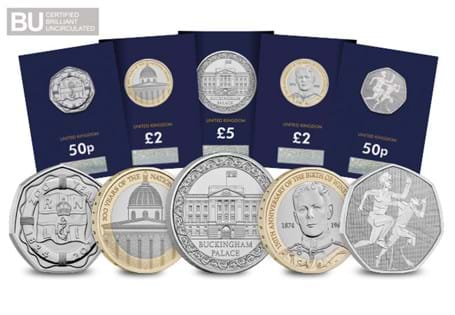 The 2024 Commemorative Coin Pack includes the coins of 2024: RNLI 50p, Olympians and Paralympians 50p, Winston Churchill £2, National Gallery £2, and Buckingham Palace £5.