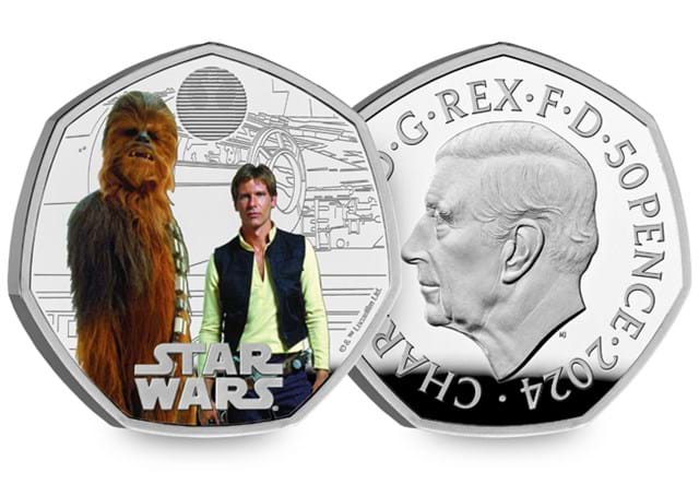 584H Han Solo & Chewbacca Silver 50P Obverse Reverse