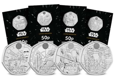 A page for collectors that includes all 4 Star Wars Character Duo UK 50p coins. Each have been struck to a Brilliant Uncirculated quality, and encapsulated to preserve for generations to come.