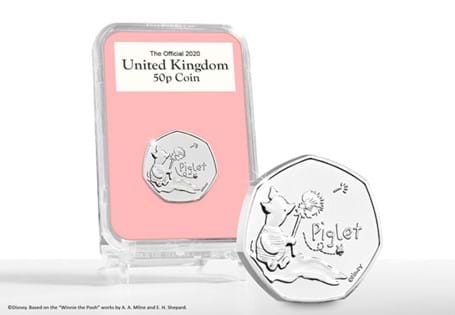 The Piglet 50p is struck to a CERTIFIED Brilliant Uncirculated finish and is hand mounted into a collector card. Just 4,995 of each of these capsule presentations have been issued worldwide. 
